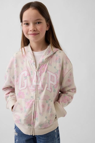 Gap Kız Çocuk Relaxed Logo Fransız Havlu Kumaş Fermuarlı Pembe Sweatshirt-13568 Pembe
