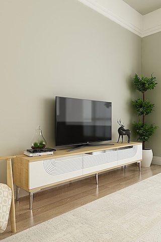 Tsa1805dbs - Meyra Tsa180 Tv Stand, Tv Sehpası Ve Tv Ünitesi Safirmeşe-beyaz-sılver 180cm