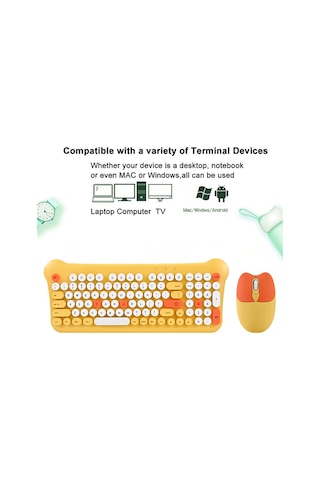 Qw05 Karışık Renk Taşınabilir 2.4g Kablosuz Klavye Mouse Seti Mavi