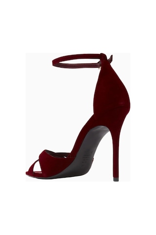 Schutz Strappy 100 Bordo Süet Crossover Bantlı, 100mm Ince Topuklu Lüks Sandalet