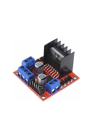L298N Voltaj Regulatörlü Çift Motor Sürücü Kartı (Kırmızı PCB)