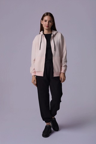 Defys Defy S Kadın Oversize Kapüşonlu Fermuarlı Cepli Sweatshirt Pembe Melanj - 527346818 Pembe Melanj