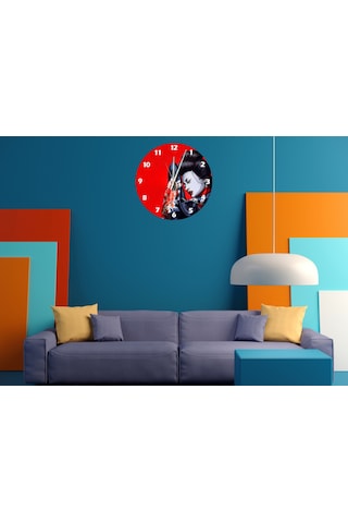 Ti-play Geyşa Zor Hayat 30x30cm Akrilik Dekoratif Modern Duvar Saati ÇOk Renkli