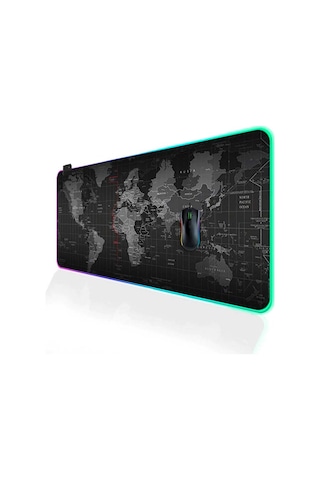 Ally Dünya Desenli Rgb Led Işıklı Oyuncu Mouse Pad 300-800-4Mm