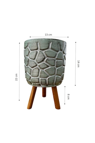 Bitki Tasarımı Ev Dekorasyon Yeşil Eskitme Taş Desen Beton Saksı Ayaklı Çiçeklik Saksılık