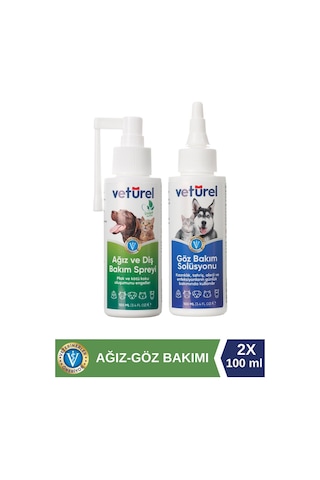 Veturel Kedi Göz Damlası Köpek Ağız Kokusu Diş Bakım Spreyi - Göz Bakım Solüsyonu Seti