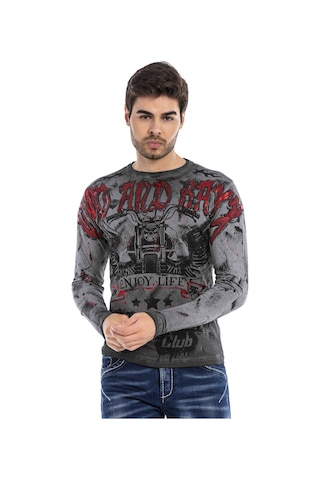 Cipo & Baxx CL455 Boya Baskılı Biker Sweatshirt Antrasit