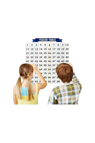 Buğz Matematik Öğreten Yüzlük Tablo Duvarda İz Bırakmaz Akıllı Kağıt Yapışkansız Statik 60x60 Cm