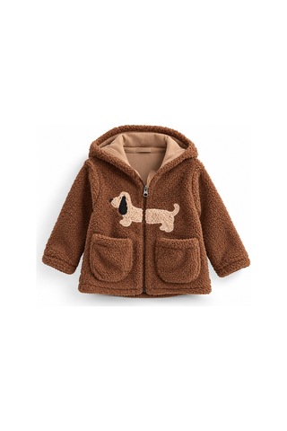 Overdo Kids Bebek Welsoft Peluş Ceket Kahverengi