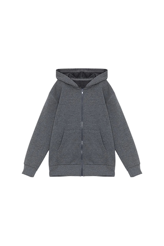 Kız - Erkek Çocuk Basic Fermuarlı Kalın 3 İplik Kışlık Okul Sweat Ak1815 Antrasit