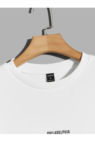 Adrift Coko Serisi Manfinity Homme Letter Graphic Pullover Beyaz