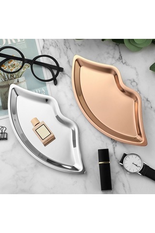 Shineyee Giriş Hallı Dekoratif Organizer: Yüksek Kaliteli Paslanmaz Çelik Gül Altın Renkli Aksesuar, Yüzük Ve Dekoratif Eşyalar İçin Saklama Tepsisi - Modern Minimalist Tasarım