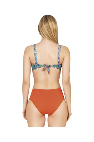 Endeep Kadın Dokulu Desenli Straplez Bikini Takımı Turuncu