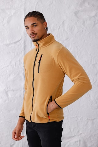 Monox Erkek Biyeli Fermuarlı Spor Polar Ceket Camel