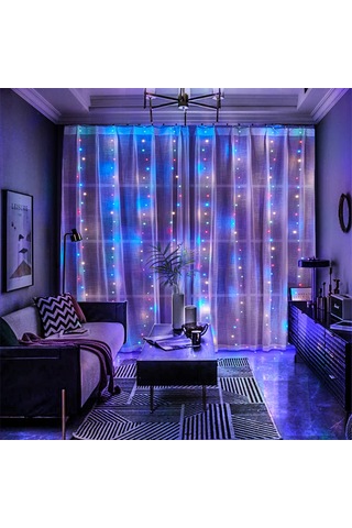 Perde Işıkları 9.8x6.5ft 200 Led Usb İle Çalışan Uzaktan Kumandalı Peri Işıkları Asılı Parıltılı Işıklar İç Mekan Dış Mekan Yatak Odası Pencere Düğün Parti Dekorasyonu İçin Çok Renkli Çok Renkli