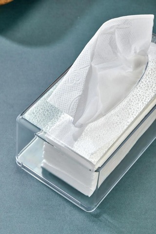 Vivart Üstü Desenli Clear Peçete Organizeri Z Peçetelik Şeffaf Beyaz