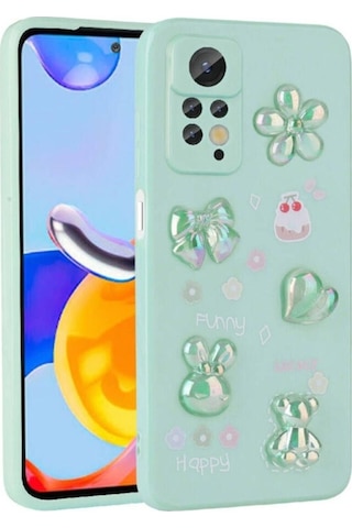 Xiaomi Redmi Note 12 Pro 4g Kılıf Kabartma Figürlü Parlak Zore Toys Silikon Kapak Light Green