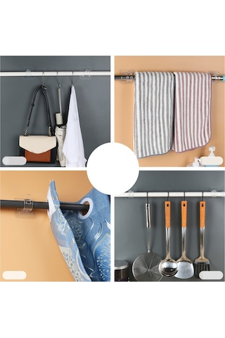 Tenfowee Duvar Delmeyen Perde Çubuğu Braketi, Yapıştırıcı Arka Tabla İle Kolay Kurulum, Banyo-mutfak Uygun, Abs Malzeme, 2 Adet