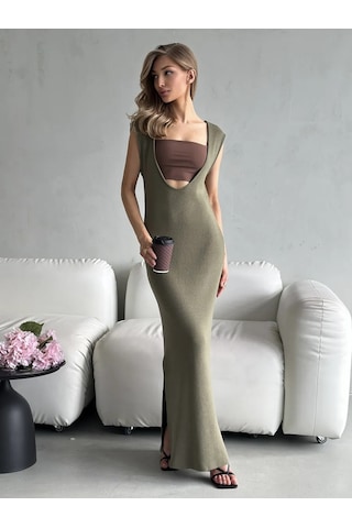 Soleya Açık Sırtlı Uzun Örgü Elbise 317943173