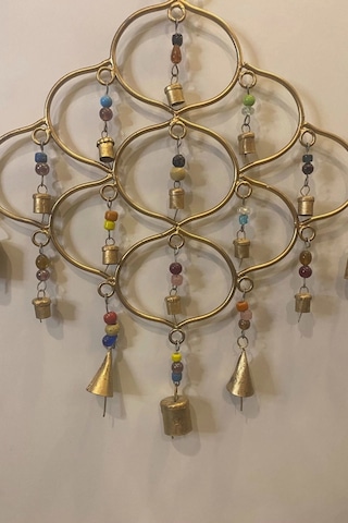 Deprem Zili Çanı Rüzgar Çanı Zili Feng Shui Hayat Ağacı Yaşam Çiçeği Sembolü Komple Metal Çanlı Bakır Büyük Boy Gold