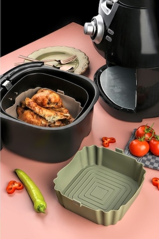 Airfryer Silikon Pişirme Kabı Tüm Airfryer'lere Uyumlu Yeşil