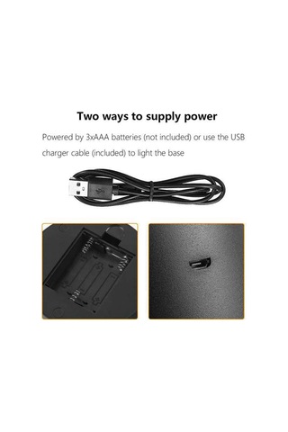 Xurunkeji 10'lu Paket 3d Gece Led Işıklı Lamba Tabanı + Uzaktan Kumanda + Usb Kablosu, Akrilik İçin 16 Renk Işık Gösterisi Ekran Standı Siyah + Beyaz