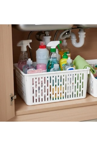 Orehome Büyük Boy Dolap İçi Düzenleyici Sepet - Açık Ön Erişimli Mutfak Ve Kiler Organizeri 20x29x13 Cm Beyaz