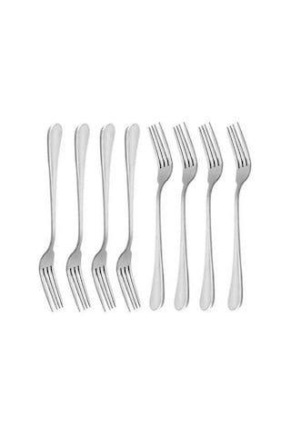 Besthome1 8 Adet 20 Cm Paslanmaz Çelik Uzun Saplı Yemek Çatalı Seti - Dayanıklı, Lavabo Uyumu, Her Zaman Kullanıma Uygun Gümüş Gümüş