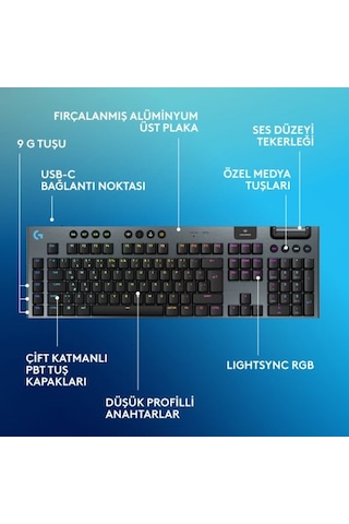 Logitech 920-012676 G915 X Lightspeed Tactile Switch Low Profile RGB Oyuncu Klavye