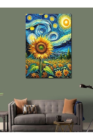 Kanvas Tablo Van Gogh Tarzı Ayçiçeği 100cmx140cm