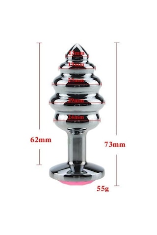 Odins Shop Mücevher Taşlı Paslanmaz Çelik Boğumlu Anal Tıkaç (Plug)