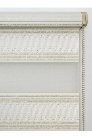 Buperde Beyaz - Altın Simli Pilise Pliseli Zebra Stor Perde