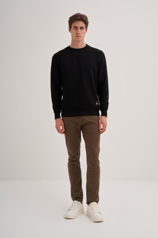 Cazador 51960 Erkek Bisiklet Yaka Sweatshirt Siyah