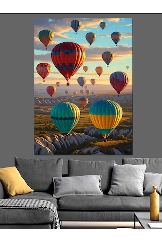 Ahşap Tablo Kapadokya Balon Turu Manzarası