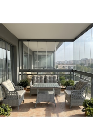 Sun Patio Sahara Gümüş Gri 2+1+1 Balkon & Bahçe Takımı