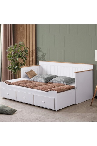 Genç Odası, Marmaris 3 Kapaklı Dolap, Yavrulu Sedir Karyola, Şifonyer Beyaz