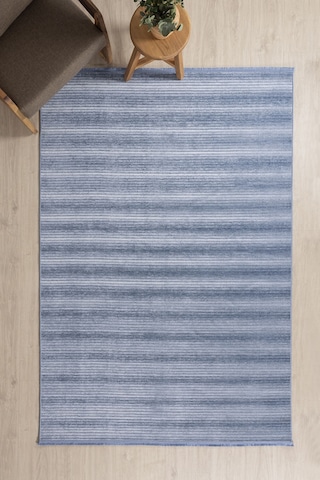 Koza Halı Stripe Mavi Kilim Kaymaz Taban Salon Oturma Odası Antre Halısı 33 Mavi