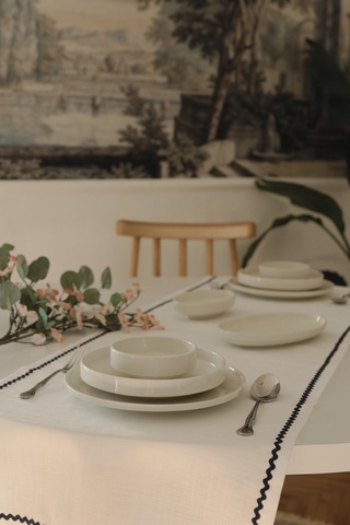 Yakacihome Ziggy Duck Keten Yıkanabilir Leke Tutmaz Lacivert Su Taşı Biyeli Runner 40x140 Cm Kahverengi