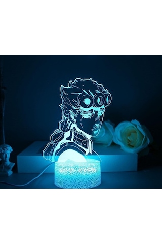 Szypzstore Jojo Tuhaf Macera Anime Figürü Hayranları Için 3d Gece Lambası-optik Illüzyon Işıkları Uzaktan Kumanda İle 16 Renk Değişimi Çocuklar Için Led Lamba Noel Oyuncak Hediyesi 2x2k0f Siyah