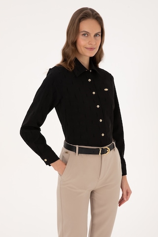U.s. Polo Assn. Kadın Siyah Gömlek Desenli 50308707-vr046 Siyah