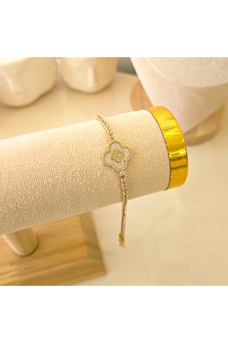 Glowy Aksesuar Gold Su Yolu Yonca Çelik Bileklik