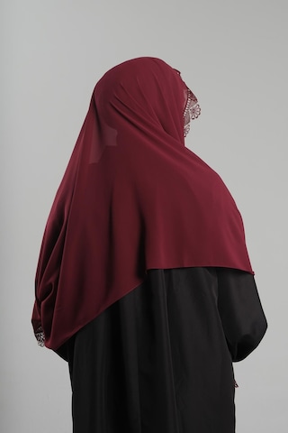 Hürrem Bone Bordo Namaz Başörtüsü Şal Şifon Güpürlü 202106 16 Bordo