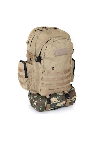 Bej Outdoor Taktik Sırt Çantası 75 L - Cepli Büyük Çanta Bej