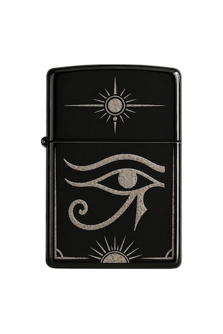 Tamgacrafts Horus Gözü Desenli Siyah Metal Benzinli Çakmak