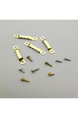 Ranyeek 100 Adet Metal Altın Renkli Testere Dişli Çerçeve Askısı, İki Delikli, Vidalı, Fotoğraf Ve Kesişmeli İçin Duvar Takımı, Ev Ofis Düzenliği