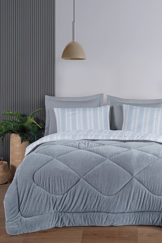 Eponj Home Uyku Seti Wellsoft Yorganlı Pofuduk 3 Parça Tek Kişilik Soft Line Gri Gri