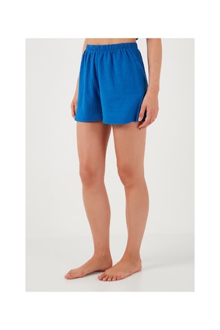 Lela Gömlek Yaka Beli Lastikli Kısa Kollu Şortlu Bayan Pijama Takımı 611Pt00123 Mavi