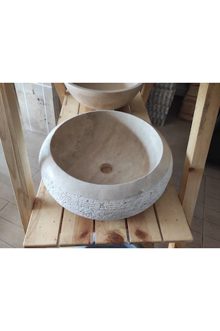 Traverten Tarama Silindir Lavabo