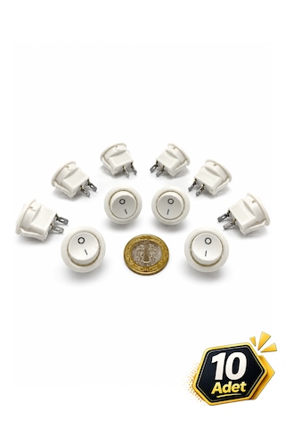 Yuvarlak Işıksız Anahtar Beyaz 2 Pin 23 Mm 10 Adet Aç Kapa On-off Işıksız Switch Buton 6a/250vac 10a/125vac