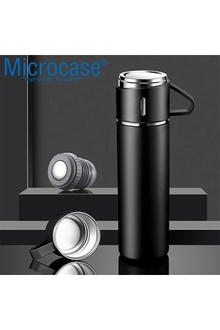 3 Bardak 500 ml Sıcak Soğuk Tutan Termos Siyah - AL3678 Siyah